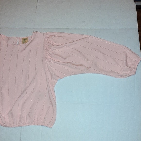 Thereabouts Blouse April Blush Rose Metallic Stripe Top Size Junior 3XL - Picture 9 of 16